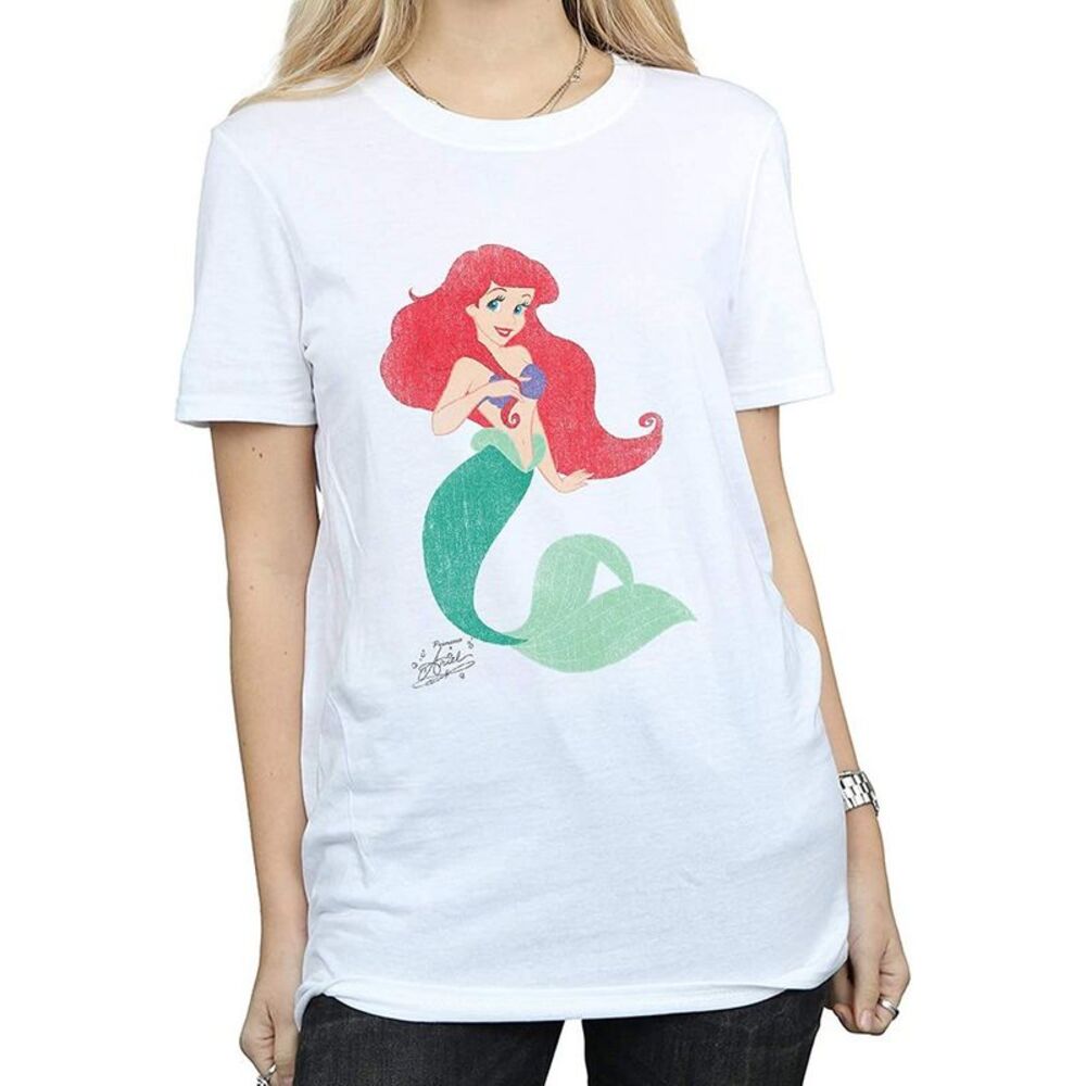 The Little Mermaid Womens/Ladies Ariel Cotton Boyfriend T-Shirt / White